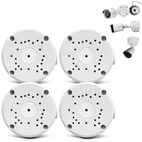Metal Aluminum & Waterproof Junction Box Mount Bracket, Universal for Bullet Security Camera, Hide Cable Compatible with Solar Panel, Fits Wall Ceiling (4pcs)