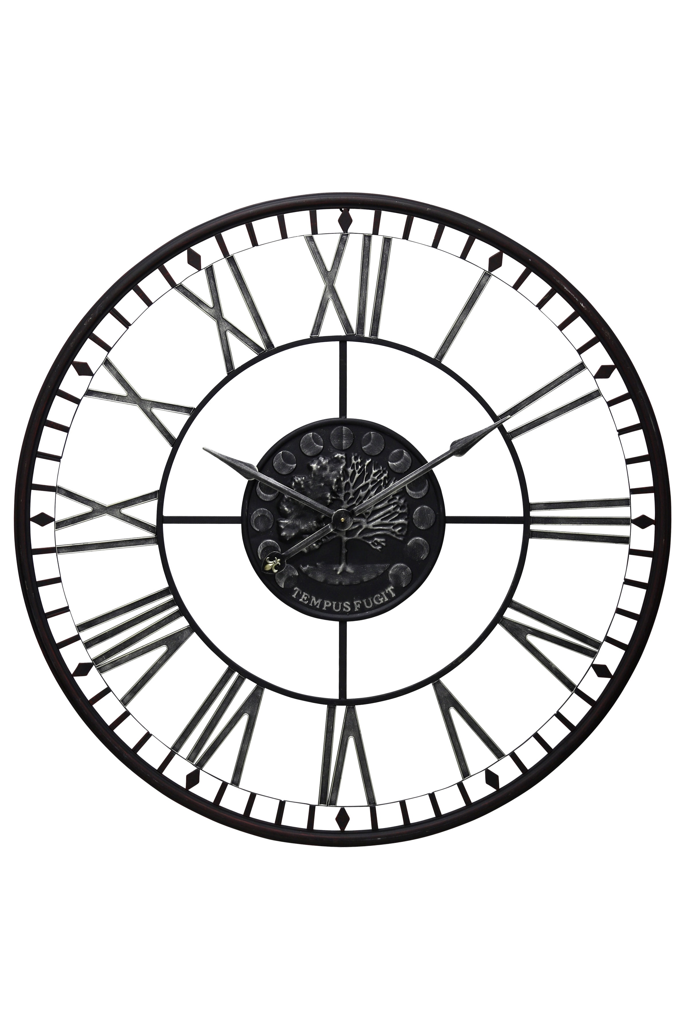 Aged Black Metal Analog Roman Numeral Wall Clock