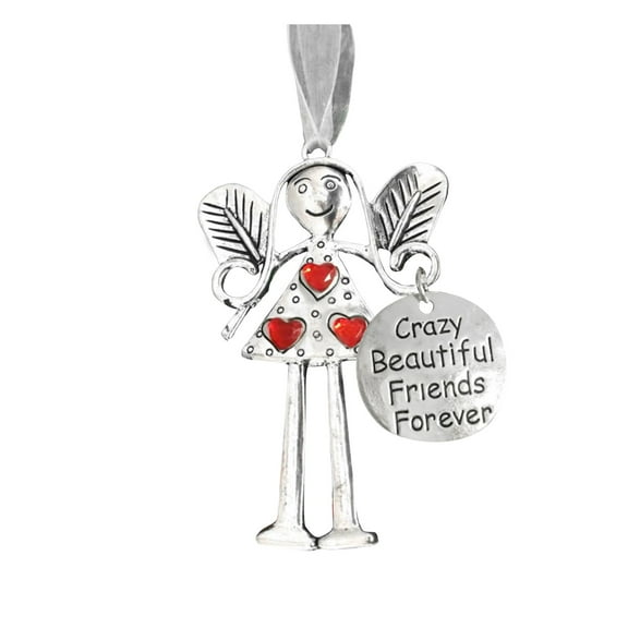 Metal Angel Car Rear View Mirror Pendant, Inspirational Hanging Ornament, Romantic Gift for Friends Family Bag Decor