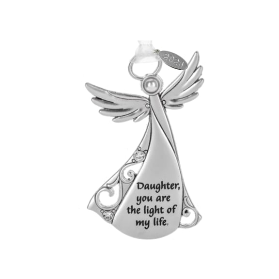 2026 Metal Angel Christmas Ornament or Car Charm for Nurse, Mom, Grandma, Daughter, Friend or Sister with Sparkling Stones (Daughter)