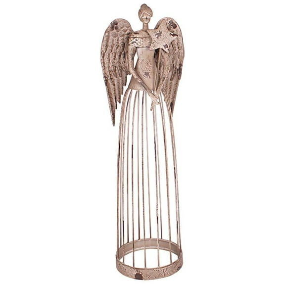 Metal Angel Statue Decor for Garden Yard Art Outdoor Standing Large Angel Decorations with Star Antique Patio Patio Lawn Holiday Christmas 26 Inches Tall