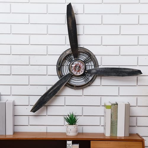 Metal Antique Airplane Propeller Wall Decor Aviation Airplane Wall Art Decor Clock Vintage for Bedroom Living Room Bar Cafe Kitchen Art 29.5 x 26.4$$Home Decor, Kitchen, & Other