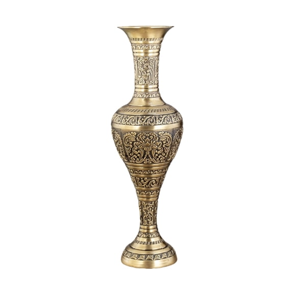 Metal Antique Tall Vases with Embossed Pattern for Floral Arrangements Home Decoration Flower Bucket Container Gifting
