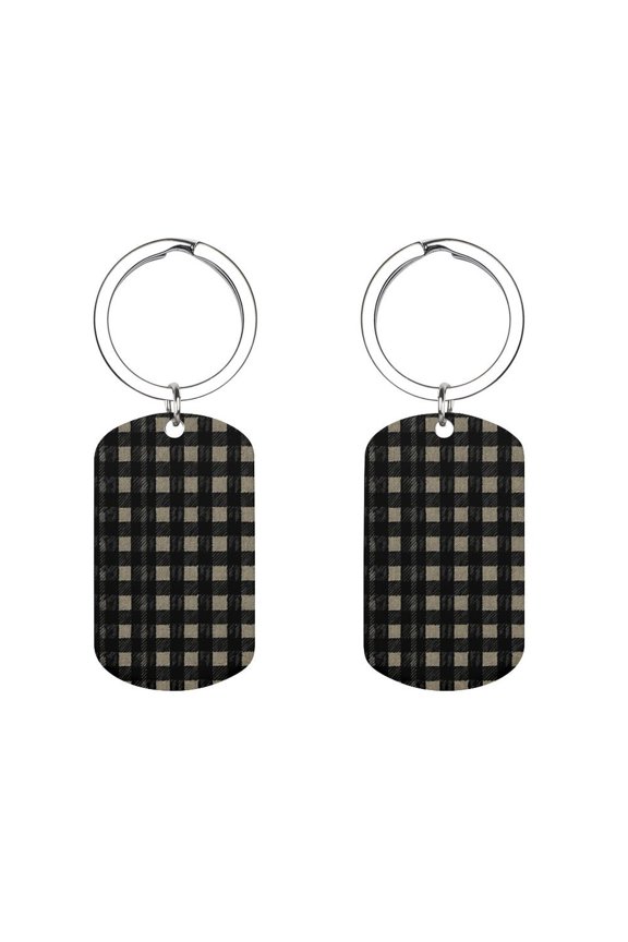 Metal Arc Design Keychain 1.12in Stainless Steel Material Material Solid Smooth Without Trace Black Houndstooth Vintage Texture_85706_3