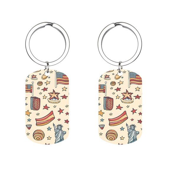 Metal Arc Design Keychain 1.12in Stainless Steel Material Material Solid Smooth Without Trace Independence Day Theme Elements Star (4)