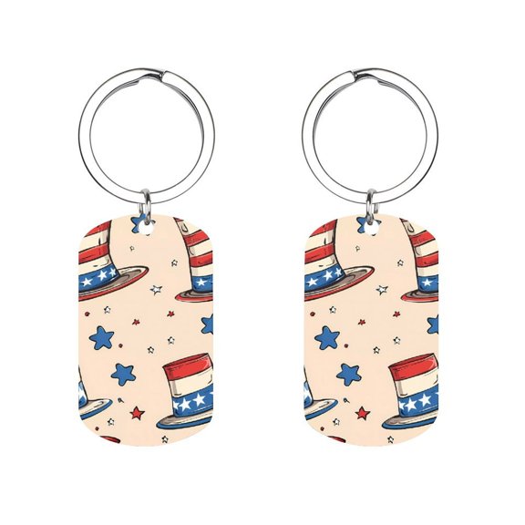 Metal Arc Design Keychain 1.12in Stainless Steel Material Material Solid Smooth Without Trace Independence Day Theme Elements Star (5)