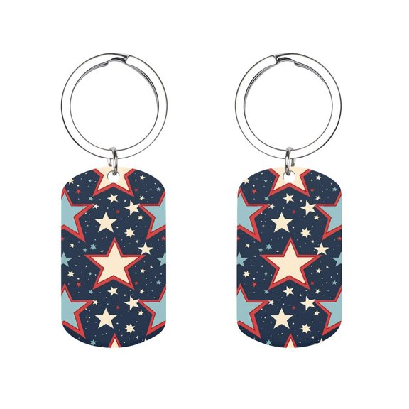 Metal Arc Design Keychain 1.12in Stainless Steel Material Material Solid Smooth Without Trace Independence Day Theme Elements Star (6)