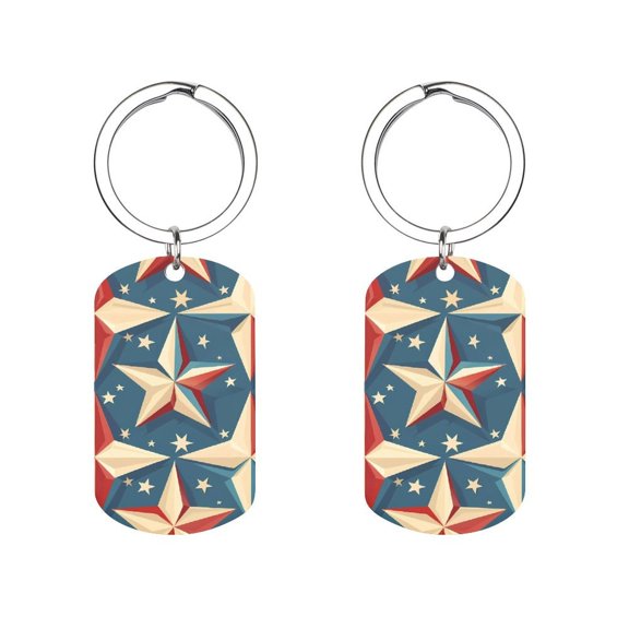 Metal Arc Design Keychain 1.12in Stainless Steel Material Material Solid Smooth Without Trace Independence Day Theme Elements Star (7)