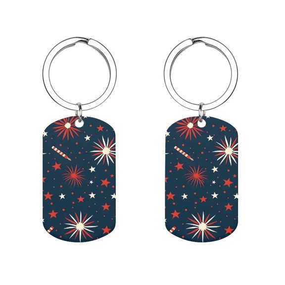 Metal Arc Design Keychain 1.12in Stainless Steel Material Material Solid Smooth Without Trace Independence Day Theme Star (11)