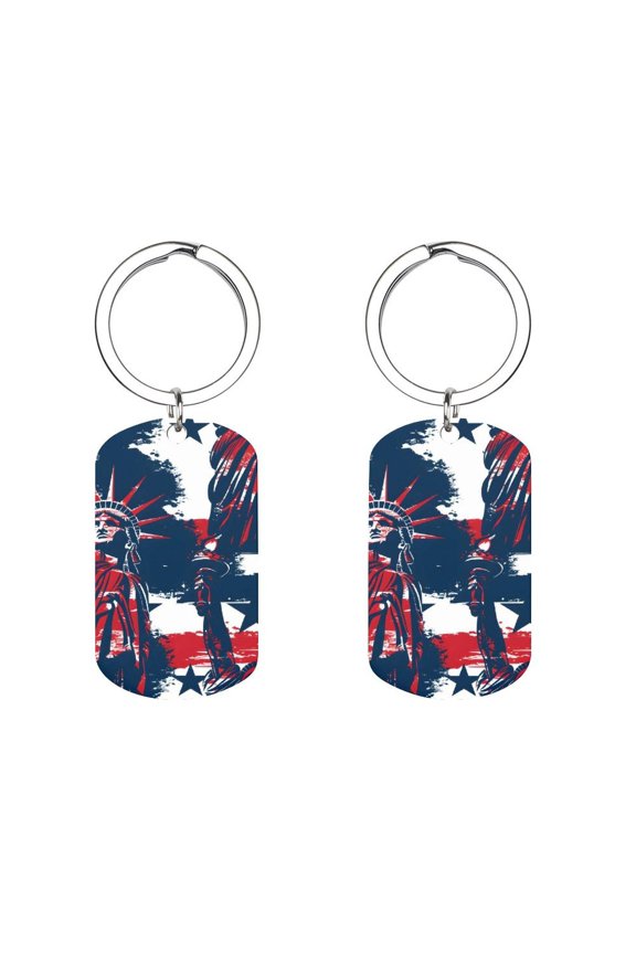 Metal Arc Design Keychain 1.12in Stainless Steel Material Material Solid Smooth Without Trace Independence Day Theme Star (8)