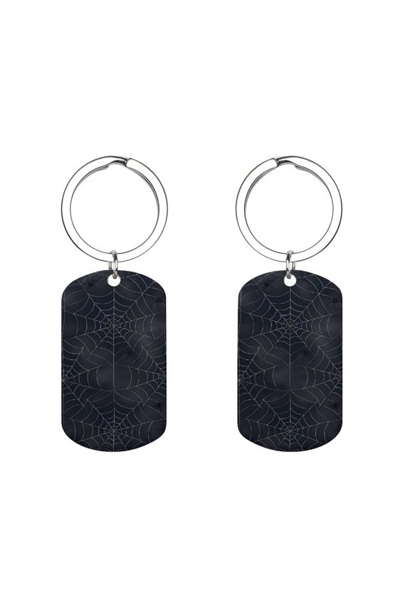 Metal Arc Design Keychain 1.12in Stainless Steel Material Material Solid Smooth Without Trace Spider Web Halloween Pattern