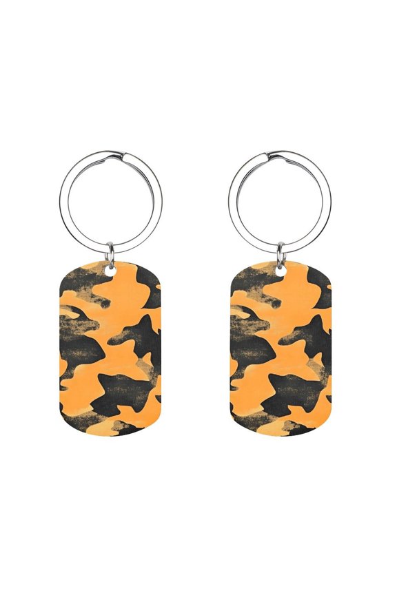 Metal Arc Design Keychain 1.12in Stainless Steel Material Material Solid Smooth Without Trace Texture Camo Army Orange_3