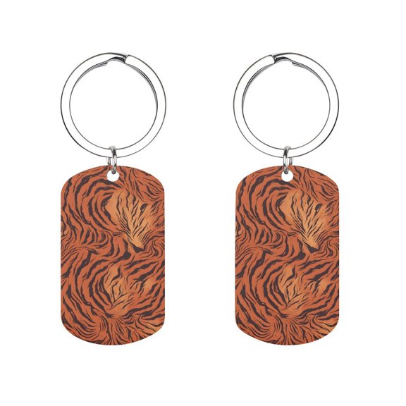 Metal Arc Design Keychain 1.12in Stainless Steel Material Material Solid Smooth Without Trace Tiger Print Style DarkRed_1