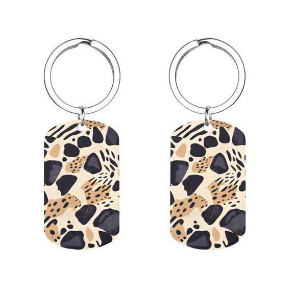 Metal Arc Design Keychain 1.12in Stainless Steel Material Material Solid Smooth Without Trace Tiger Skin Print Style DimGray_4