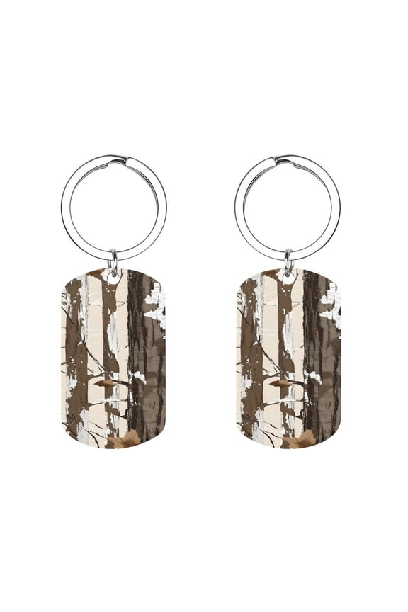Metal Arc Design Keychain 1.12in Stainless Steel Material Material Solid Smooth Without Trace Woods Camouflage Tan_3