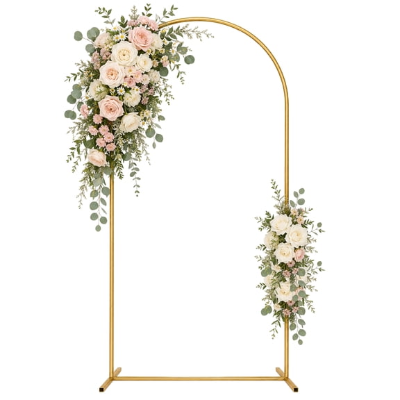 DQQKMM Metal Arch Backdrop Stand 6.6FT, Gold Wedding Arch with Sturdy Base, Perfect for Balloon Decor at Ceremonies, Parties, Bridal Showers & Banquets.