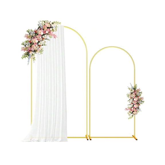 Metal Arch Backdrop Stand, 7.2FT+6.6FT+6FT Wedding Arch Backdrop Stand, Set Of 3 Gold Metal Arch Backdrop Stand, Wedding Arch Frame For Wedding Birthday Party Graduation Ceremony Decor