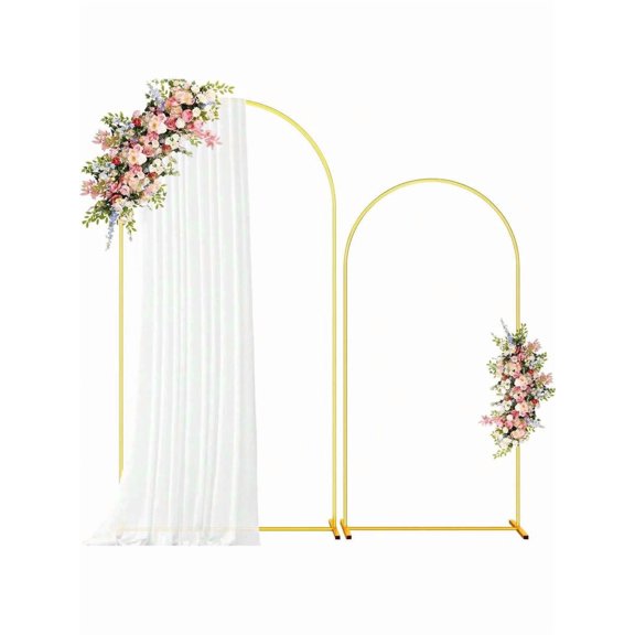 Metal Arch Backdrop Stand, 7.2FT+6.6FT+6FT Wedding Arch Backdrop Stand, Set of 3 Gold Metal Arch Frame for Wedding Birthday Party Graduation Ceremony Decor