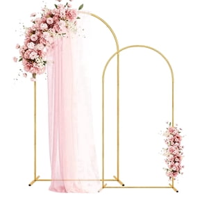 Metal Arch Backdrop Stand 7.2FT, 6FT Set of 2 Gold Wedding Arch Stand with Stable Base,Balloon Backdrop Stand for Wedding Ceremony Birthday Party Bridal Baby Shower Banquet Decoration.
