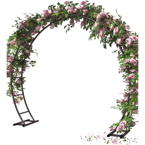 Metal Arch Backdrop Stand 8Ft Wide 7Ft High, Wedding Arch Frame for Wedding Decorations, Balloon Arch Stand with Base for Ceremony, Outdoor Garden Arch Trellis for Climbing Plants, Black