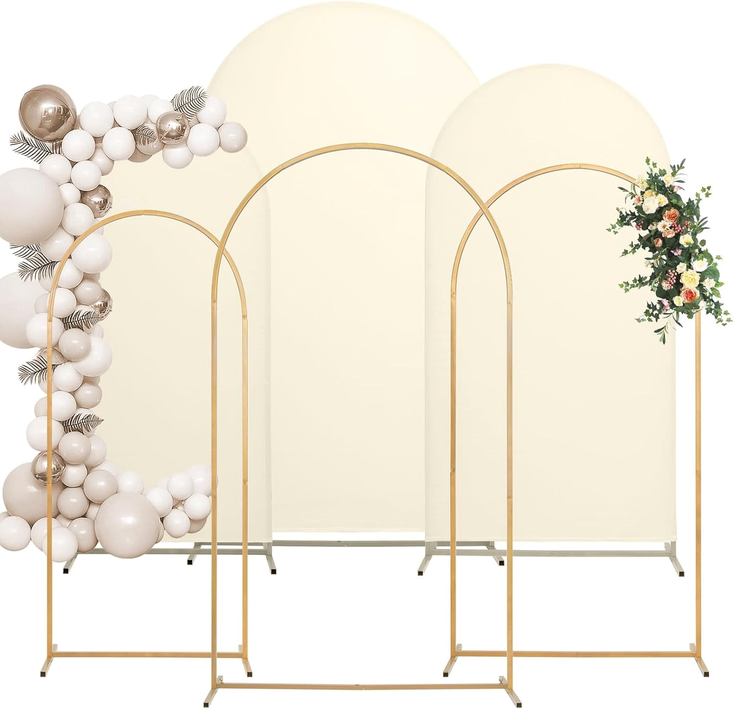 Gold Metal Arch Stand Backdrop Set (3 Sizes: 7.2FT, 6.6FT, 6FT) - Wedding, Party, Photo Booth Frame 2 thumbnail image