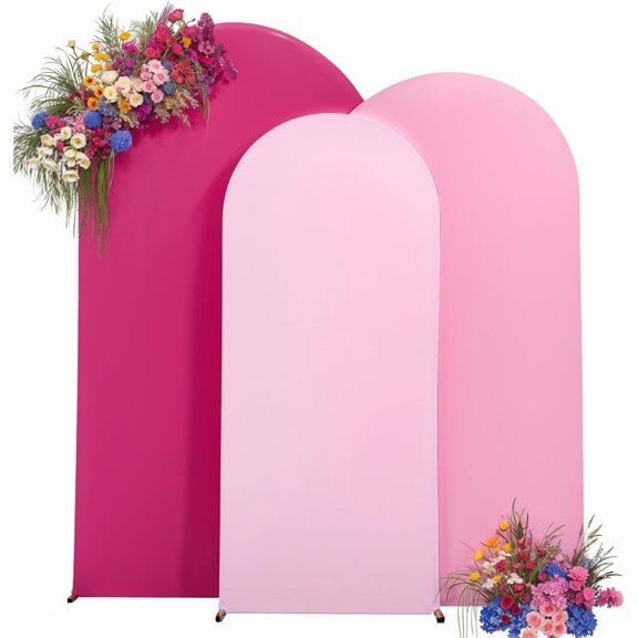 Pink Arch Backdrop Cover Set of 3 Wedding Arch Covers Stretchy Backdrop 7.2FT 6.6FT 6FT Decorations Baby Shower Bridal Shower Photo Birthday Party Hot Pink Arch Stand Cover Spandex