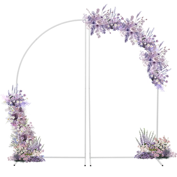 Metal Arch Backdrop Stand, Set of 2 6FT Wedding Arch Stand, Backdrop Arched Frame for Wedding Birthday Party Ceremony Baby Shower Balloon Background Decor (White)