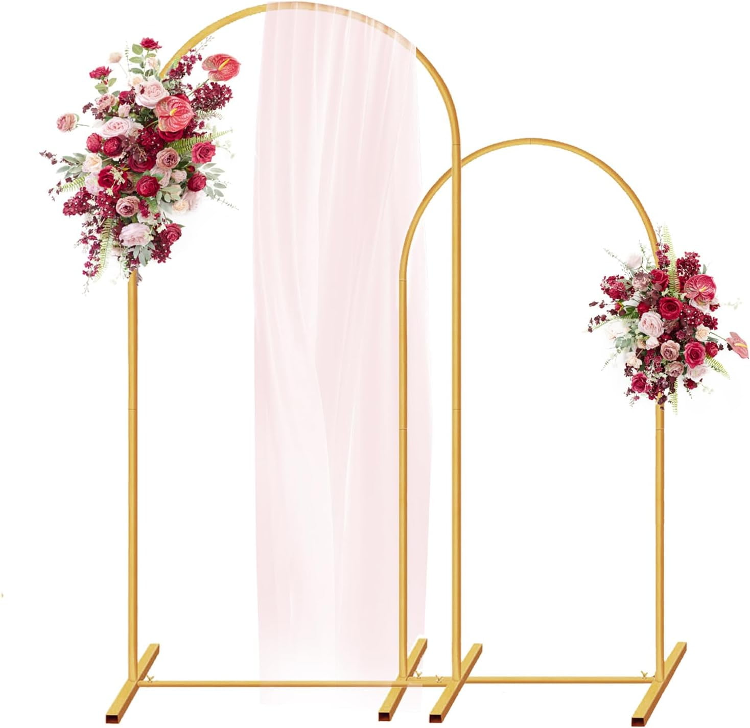 Metal Arch Backdrop Stand Set of 2 (7.2FT/6FT), Wedding Arch Stand Gold Backdrop Arch Stand, Wedding Arch Frame for Ceremony, Birthday Party, Baby Shower, Garden Arch Decoration