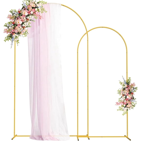 Metal Arch Backdrop Stand Set of 2 Gold Wedding Arch Stand 7.2FT & 6FT Arched Backdrop Frame for Birthday Party Baby Shower Graduation Ceremony Decoration Metal Arch Backdrop Stand Set of 2 Gold Wedd