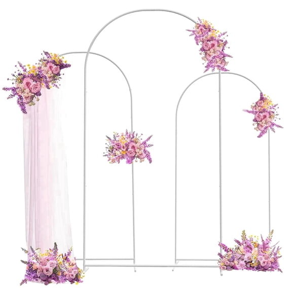 Yacona Metal Arch Backdrop Stand, Set of 3 Balloon Wedding Arch Kit, Wedding Arches Frame for Ceremony (6ft, 5ft, 4ft), White