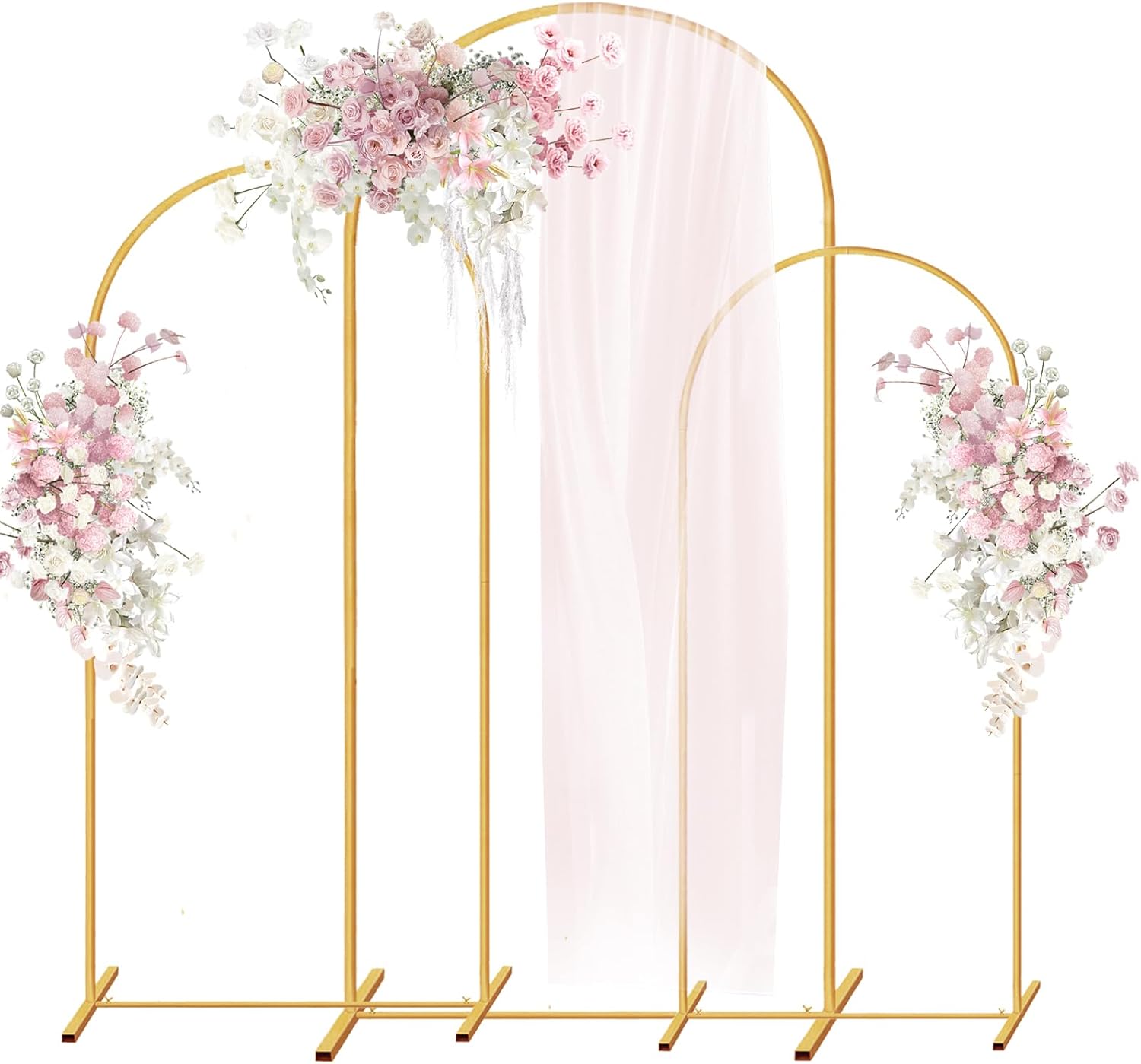 Gold Metal Arch Stand Backdrop Set (3 Sizes: 7.2FT, 6.6FT, 6FT) - Wedding, Party, Photo Booth Frame 6 thumbnail image