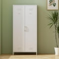 thumbnail image 1 of Metal Armoire Wardrobe Closet with Doors and Shelves,66.5" Tall Freestanding Wardrobe Cabinet for Hanging Clothes, Large Closet with Hanging Rod for Bedroom, Heavy Duty,White, 1 of 15