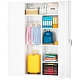 Metal Armoire Wardrobe Closet for Hanging Clothes with Lock Doors 71" H