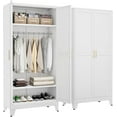 thumbnail image 1 of Metal Armoire Wardrobe Closet with Hanging Rod, Clothing Storage Cabinet with Adjustable Shelves for Laundry Room, Bedroom, Home Office, Bathroom, 71" White, 1 of 9