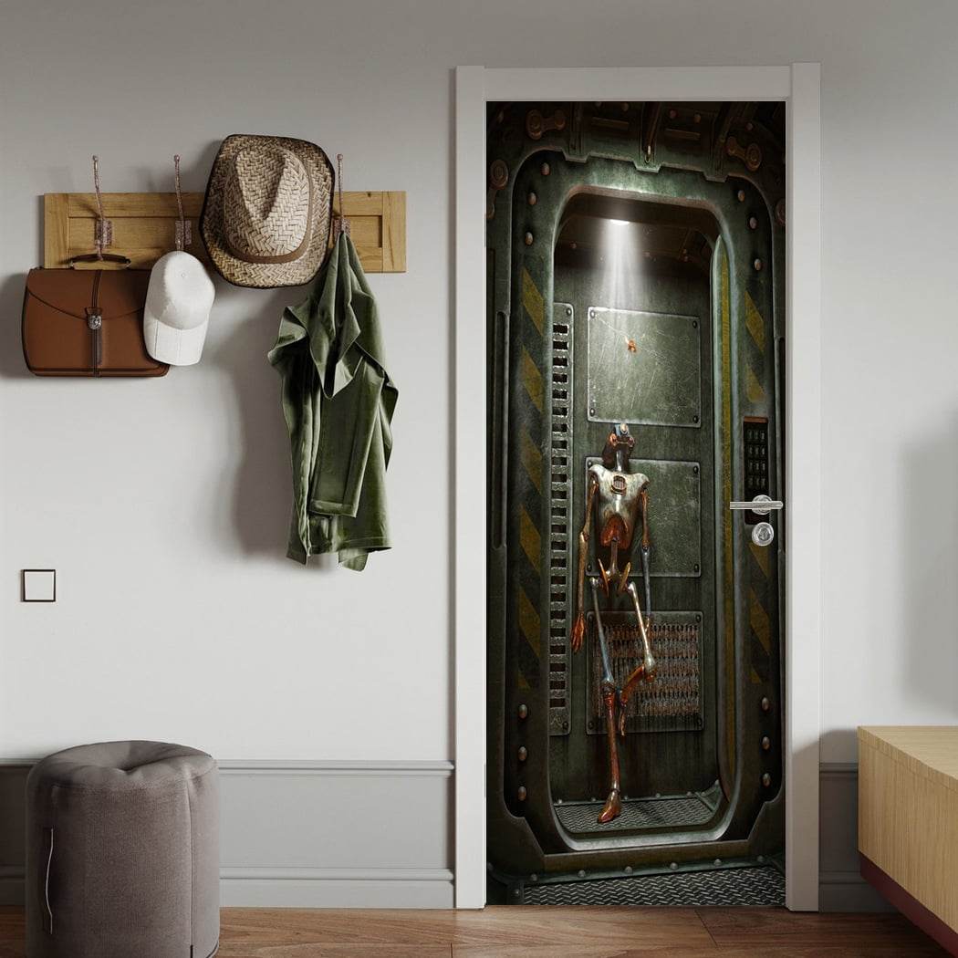 Metal Armor Door Air Series Simulation Door Stickers Wallpaper Modern ...
