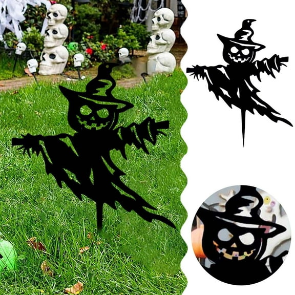 Metal Art Decorative Garden Stakes Black Garden Decoration Outdoor Statues For Yard Patio Card Slot Easy To Use