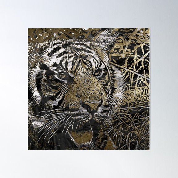 Metal Art -Tiger Poster Wall Art, Modern Wall Decor For Living Room Bedroom, 17x17 UNFRAMED