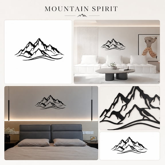 Metal Art Wall Decor, Black Metal Mountain Wall Art, Minimalist Nature Wall Art, Hanging Wall Decor, 20X12 Inch Iron Silhouette Mountain Scenery Wall Decoration for Indoor and