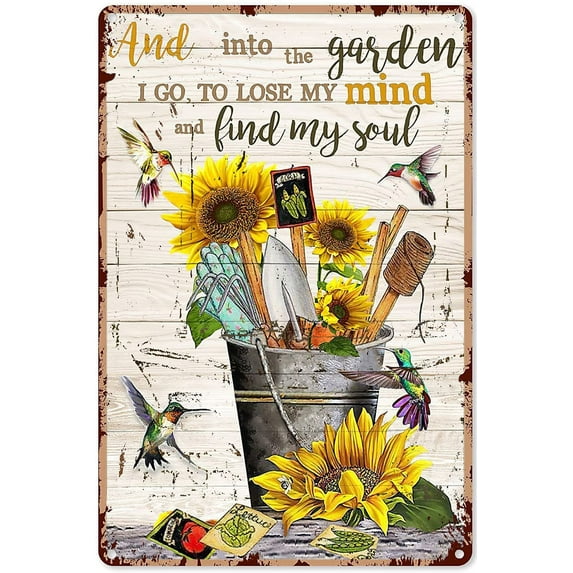 Metal Art Wall Decor and Into The Garden I Go to Lose My Mind Vintage Sign for Home Outside Farm Garden Coffee Wall Decor Metal Sign Home Decor Tin Signs Wall Art Metal Poster 8x12 inch