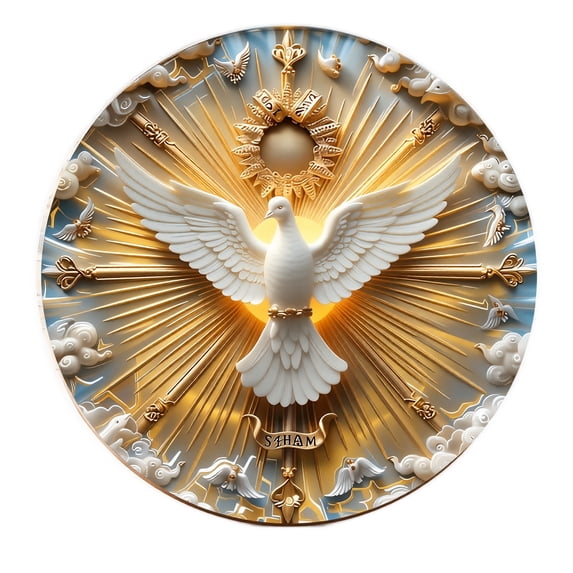 Metal Art Wall Decor Round Dove Themed Reclaimed Wood Style Metal Sign for Home Room Bedroom Living Room Display