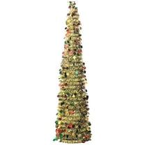 Metal Artificial Christmas Tree with Stand Foldable Shiny Christmas Tree for Indoor Holiday Decoration Assembly Festive Display for Home Office Party