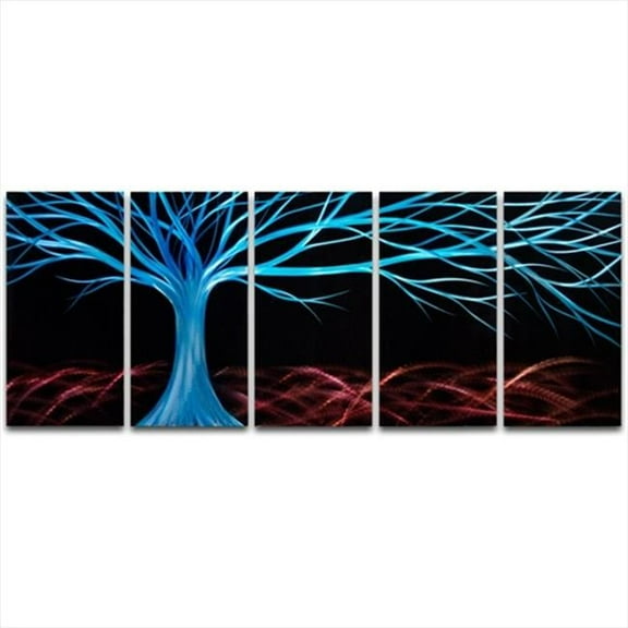 Metal Artscape MA10002 59 X 24 in. Moonlight Tree Tree 5-Paneled Handmade Metal Wall Art