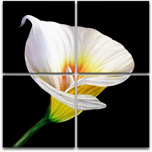 Metal Artscape MA10020 32 X 32 in. The Lily 4-Paneled Handmade Metal Wall Art