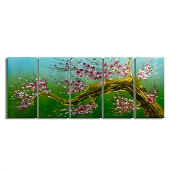 Metal Artscape MA10031 59 X 24 in. Spring Blossom 5-Paneled Handmade Metal Wall Art