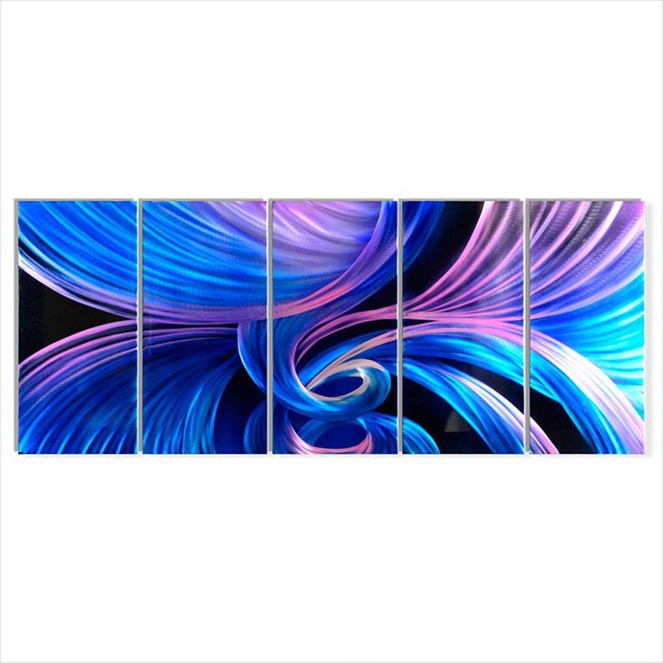 Mystic Spiral 5-Paneled Handmade Metal Wall Art in Cool Tones