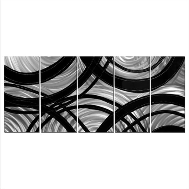 Silver and Black Abstract Metal Wall Art, 59" x 24"