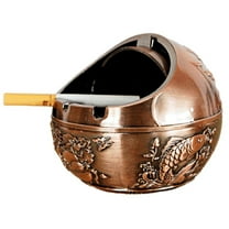 Metal Ashtray with Lids, Windproof, Cigarette Ashtray for Indoor or Outdoor Use，Ash Holder for Smokers,Desktop Smoking Ash Tray for Home Office Decoration,set of 1(Red Bronze Malabar Chestnut)