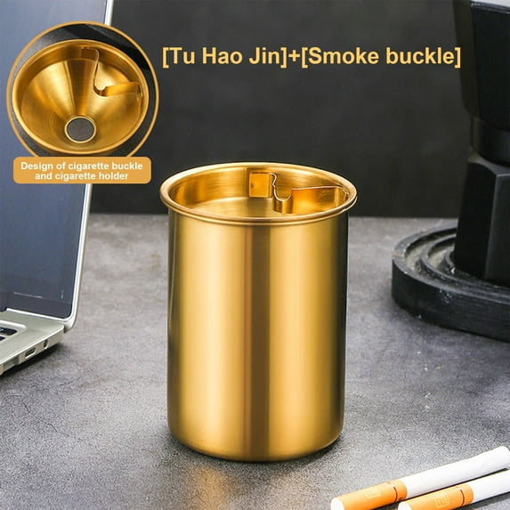 Upgraded Metal Ashtrays with Closing Lid, Stainless Steel Storage Containers with Lids, Ashtrays for Home Low Price Clearance, Outdoor Ashtrays for Cigarettes Patio Stand up 2.9"x3.9"