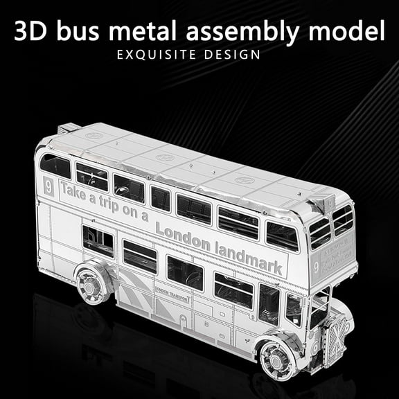 Metal DIY Model Kit, 3D Puzzle Roller Bus, No Glue Needed, Desktop Decoration, Educational STEM Toy, Fun Building Project, Great Gift for Teens, Adults, Hobbyists, Model Enthusiasts