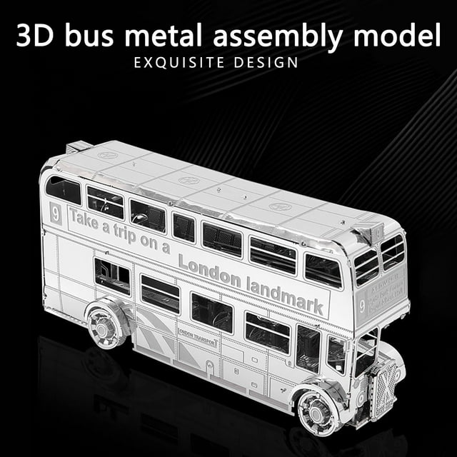 Metal Assembled Models DIY Puzzles Bus Model Desktop Decoration For